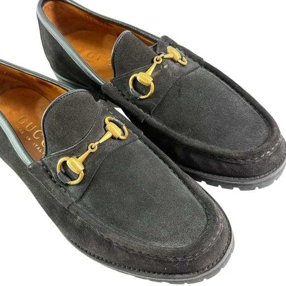 GUCCI Vintage Black Suede Horsebit Men's Loafers Made in Italy 9D - 9.5US - Picture 9 of 12